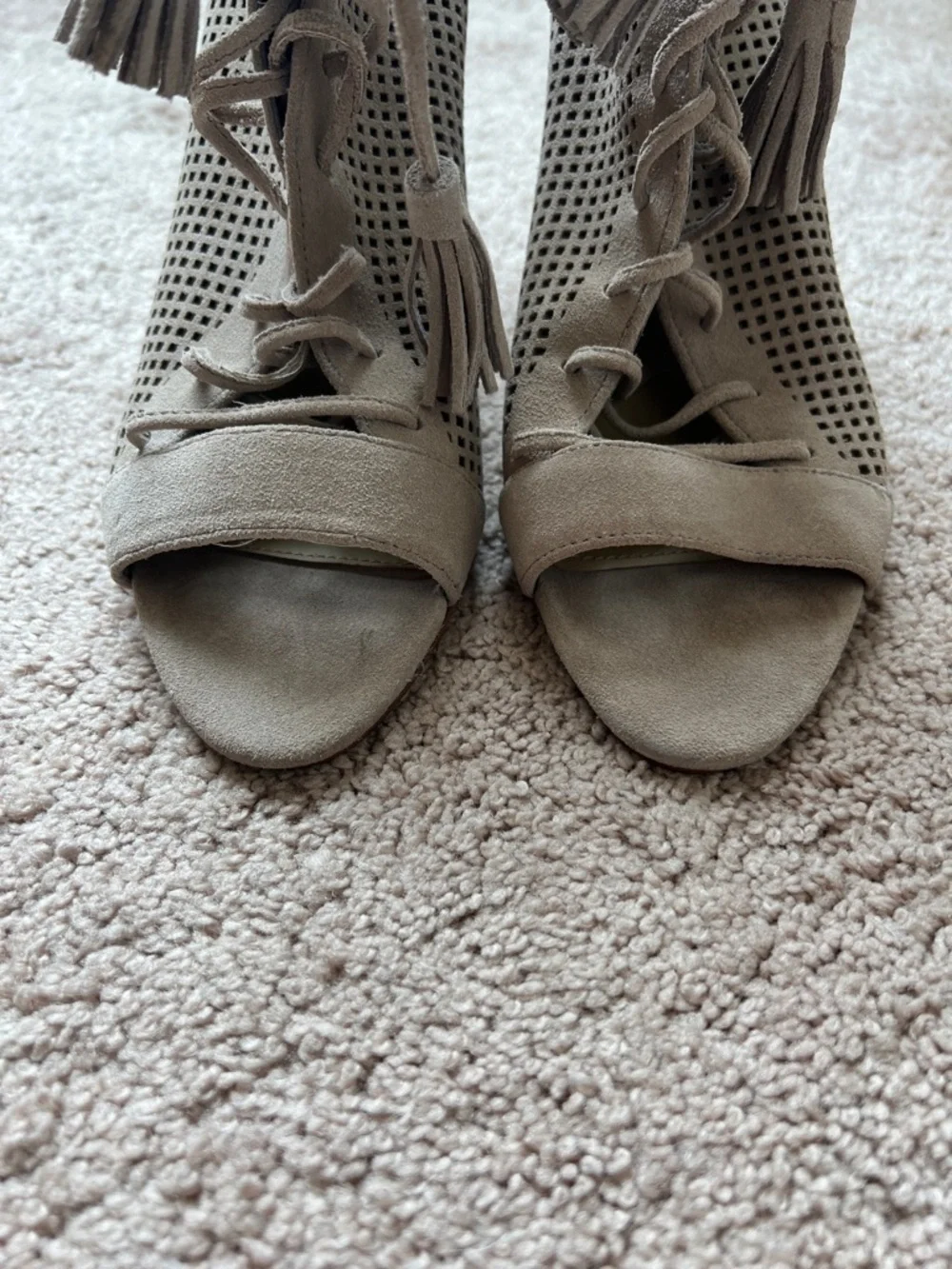 Marc Fisher Shaini Taupe Suede lace up Bootie